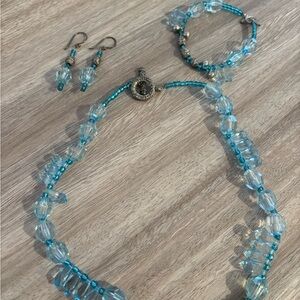 Turquoise Beaded Necklace, Bracelet & Earring Set - Women's Jewelry